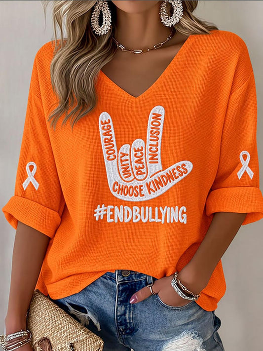 Women's End Bullying Print Waffle T-shirt