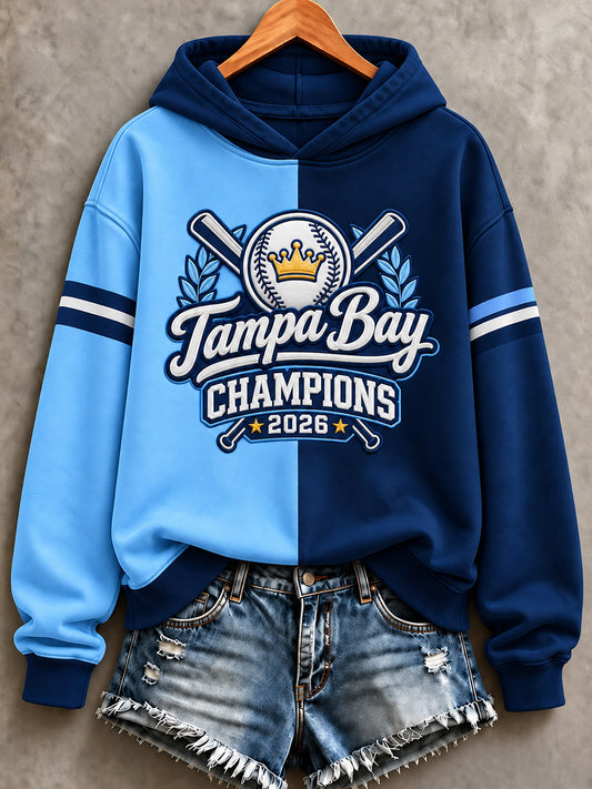 Women's Tampa Bay Baseball Lover Print Hoodie