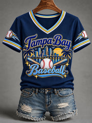 Women's Gift For Baseball Fans Casual V-Neck Tee