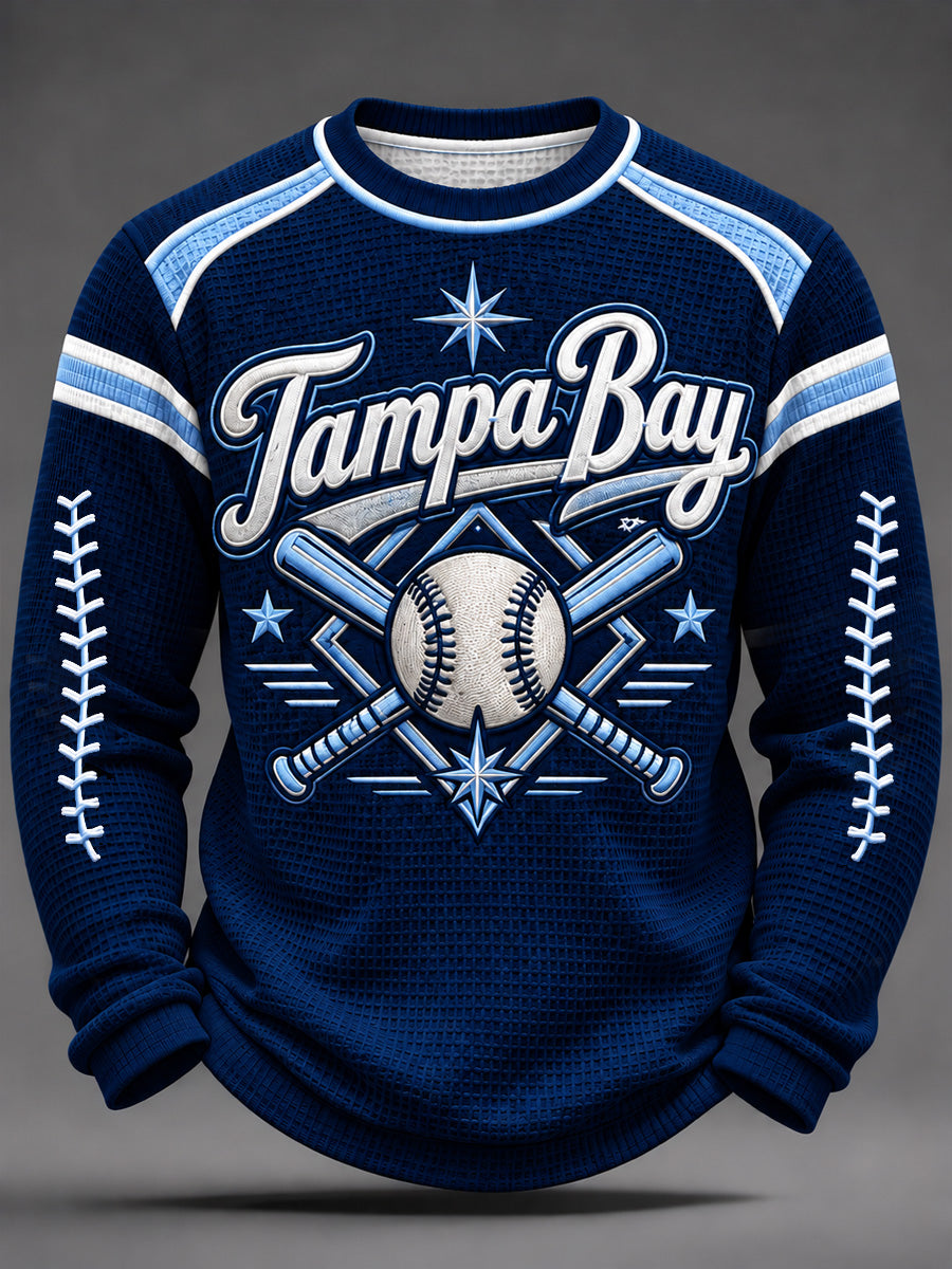 Men's Tampa Bay Baseball Lover Print Waffle Long Sleeve Top
