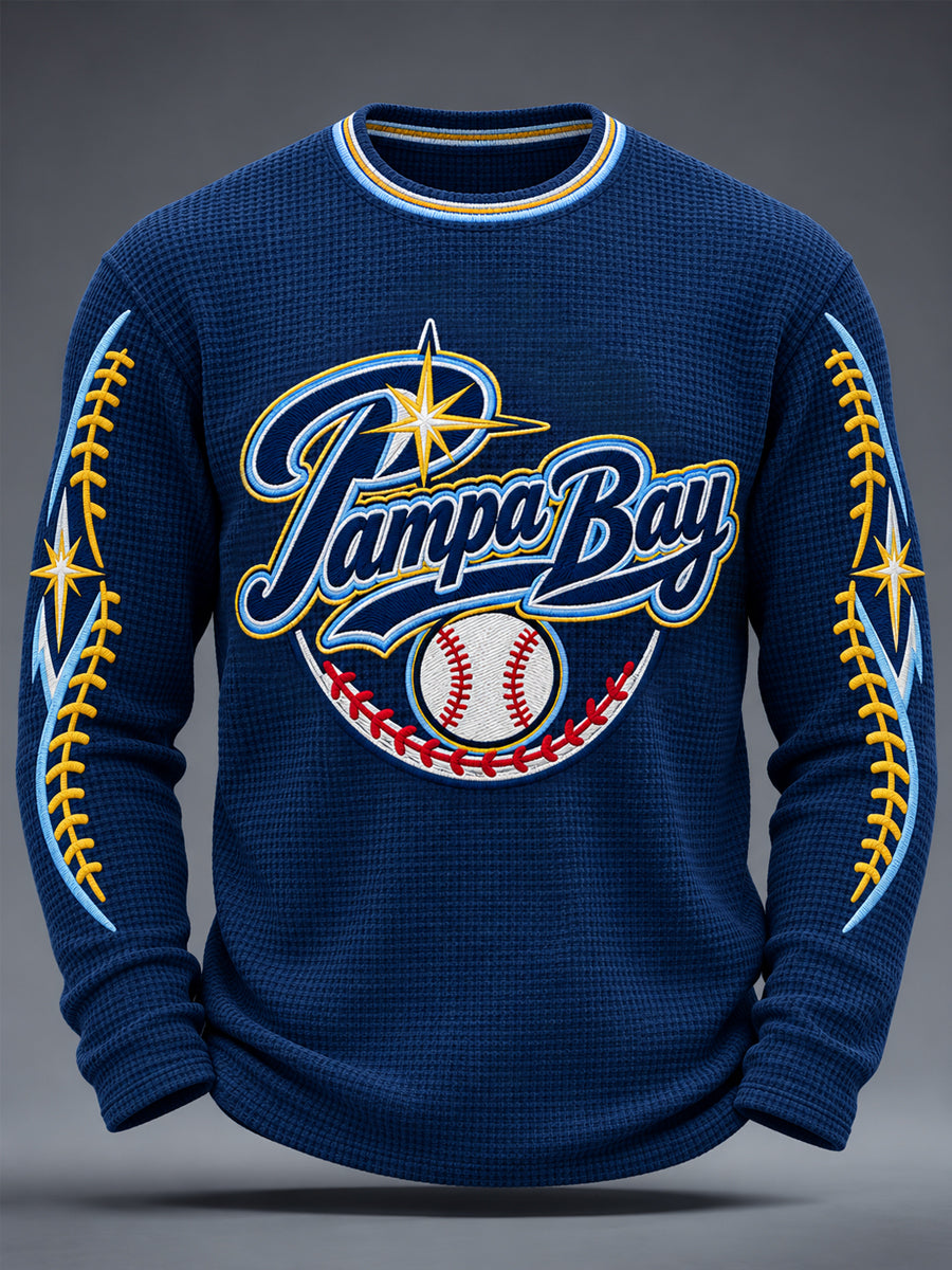 Men's Gift For Baseball Fans Casual Waffle Long Sleeve T-Shirt