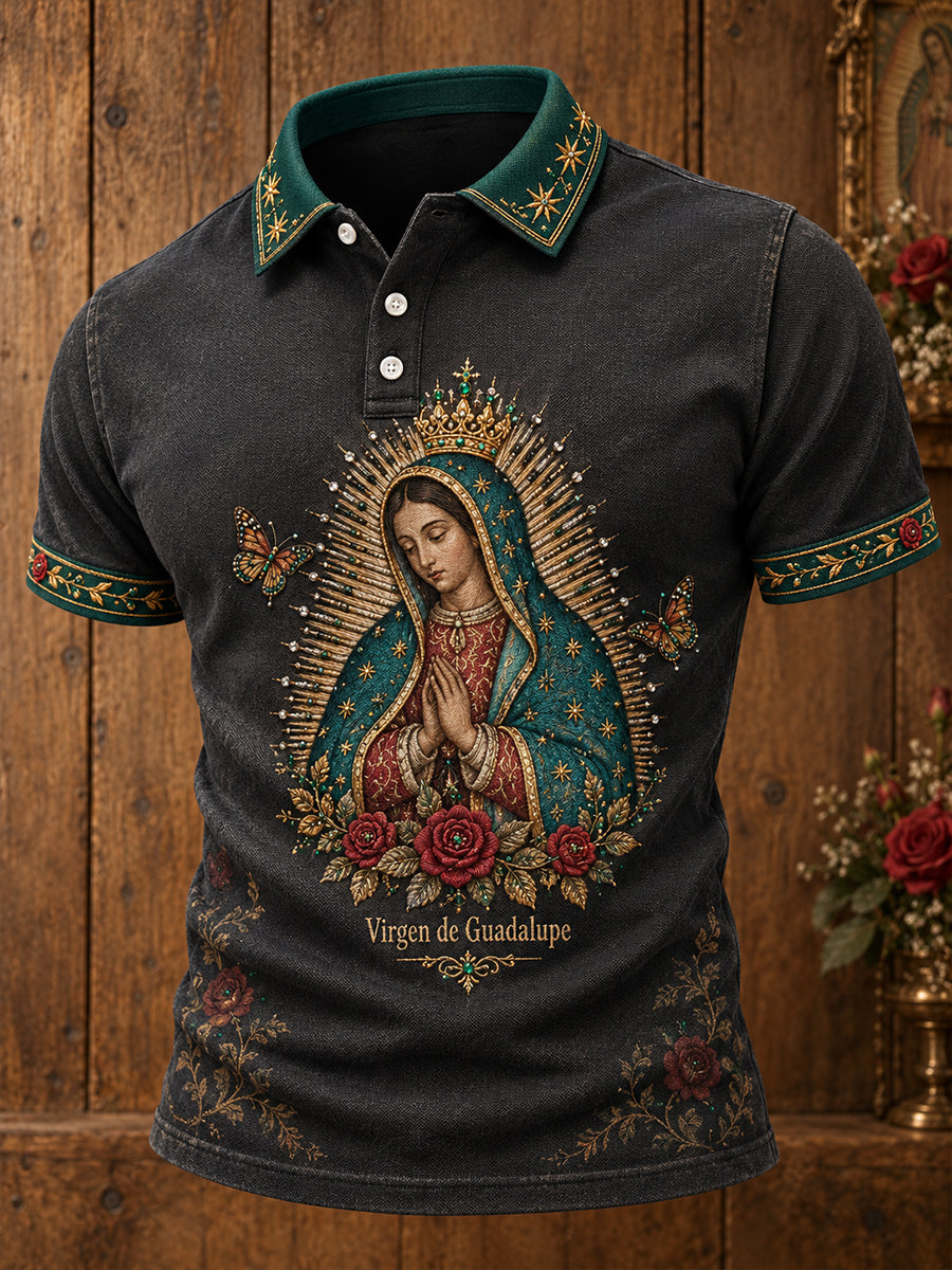 Men's Mexico Our Lady of Guadalupe Art Printed Casual Tops