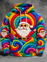 Men's Hippy Christmas Santa Claus Print Casual Hoodie