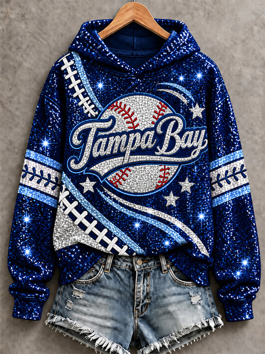 Women's Tampa Bay Baseball Lover Print Hoodie