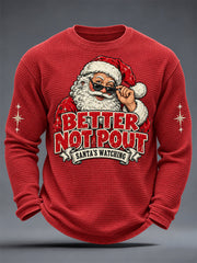 Men's Better Not Pout Print Waffle Long Sleeve Top