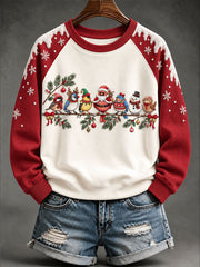 Women's Christmas Bird Print Casual Sweatshirt