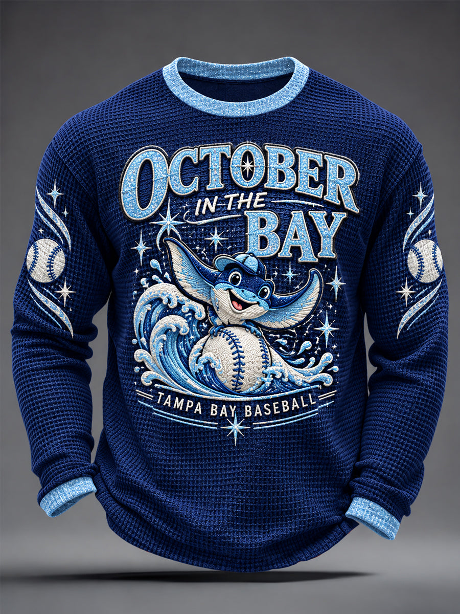 Men's Gift For Baseball Fans Casual Waffle Long Sleeve T-Shirt