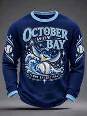 Men's Gift For Baseball Fans Casual Waffle Long Sleeve T-Shirt