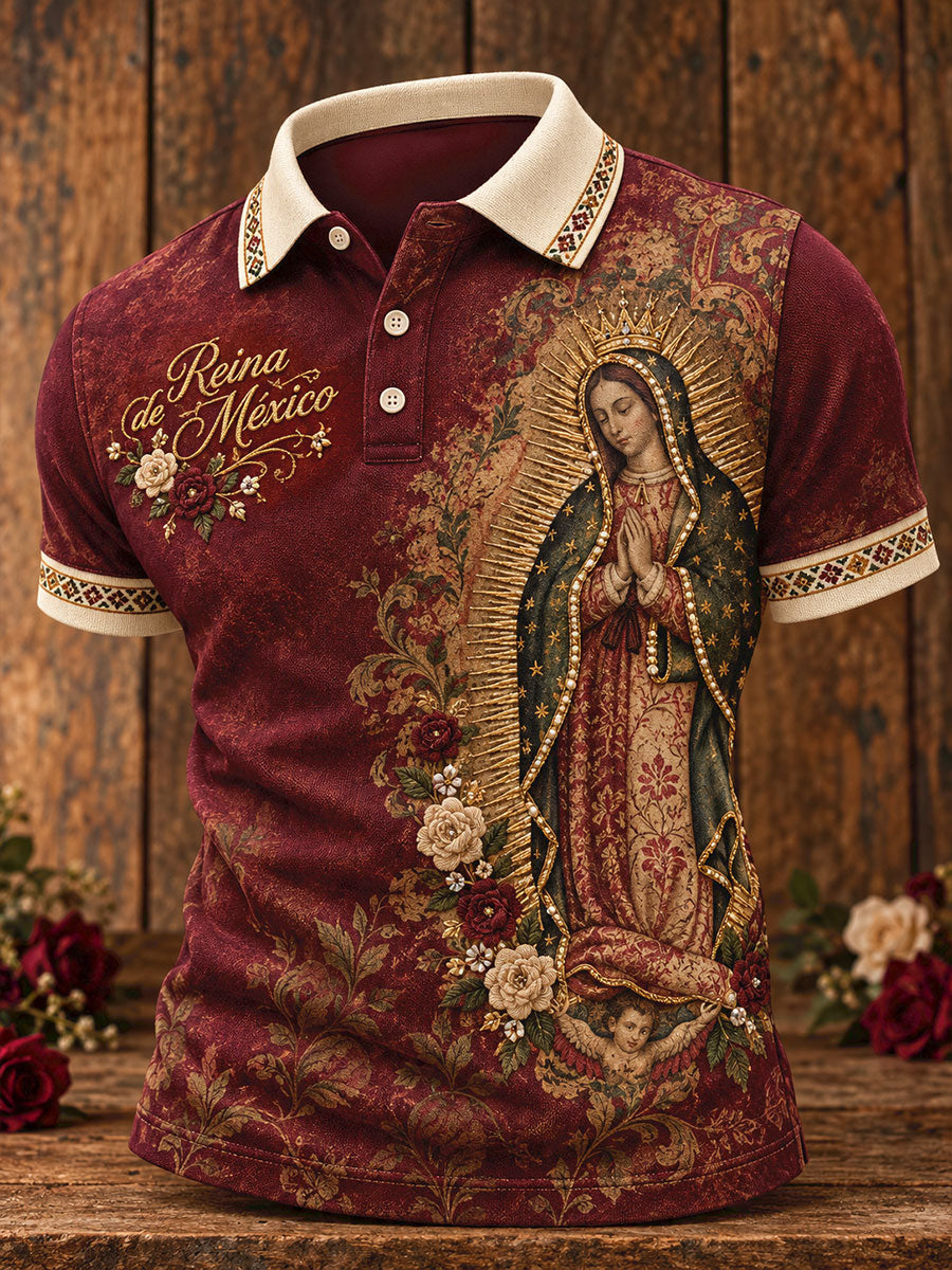 Men's Mexico Our Lady of Guadalupe Art Printed Casual Tops