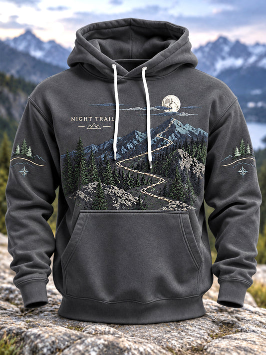 Men's Wilderness Trail Print Hike Lovers Casual Hoodie