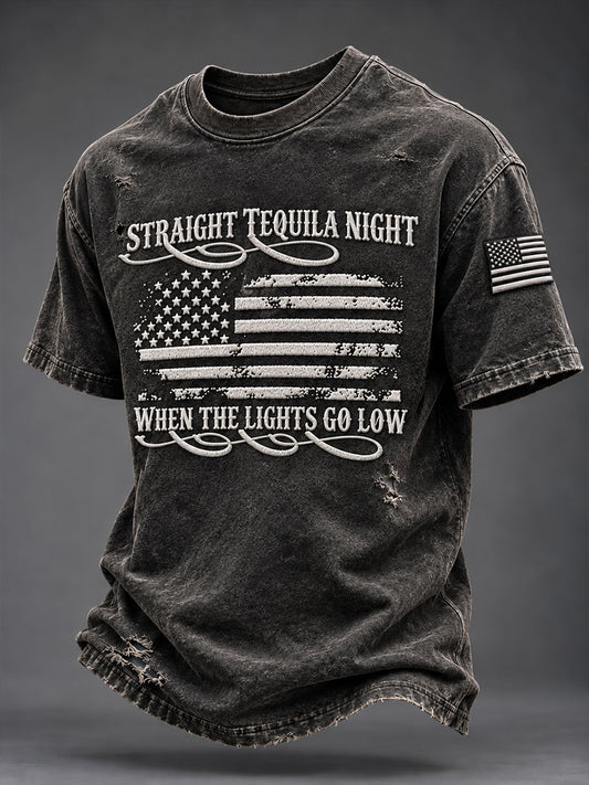 Men's Straight Tequila Night Print  T-shirt