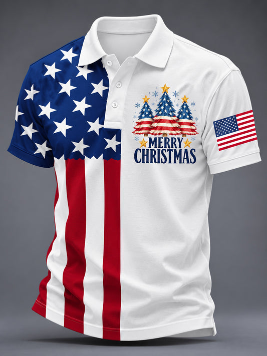 Men's USA Flag Christmas Short Sleeve Shirt