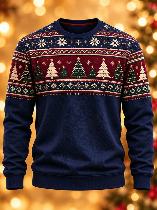Men's Christmas Tree Print Casual Sweatshirt