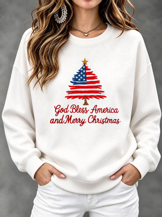 Women's USA Flag Christmas Casual Sweatshirt