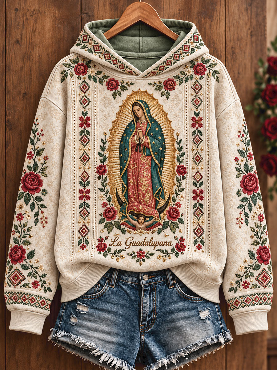 Women's Mexico Our Lady Guadalupe Art Printed Hoodie