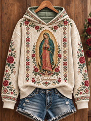 Women's Mexico Our Lady Guadalupe Art Printed Hoodie