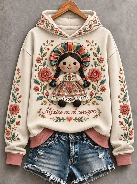 Women's Mexico Folk Culture Art Printed Hoodie