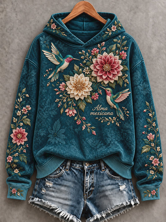 Women's Mexico Folk Culture Art Printed Hoodie