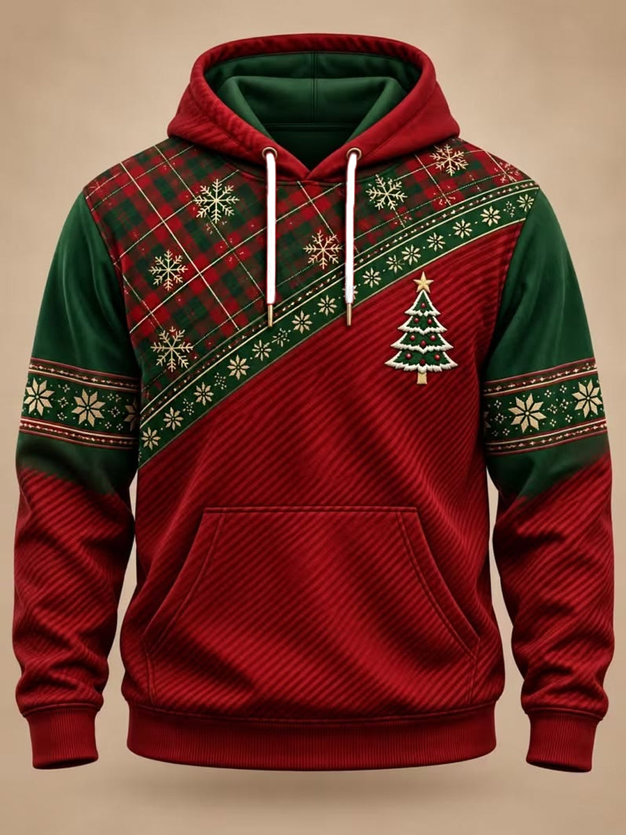 Men's Christmas Tree Print Casual Hoodie