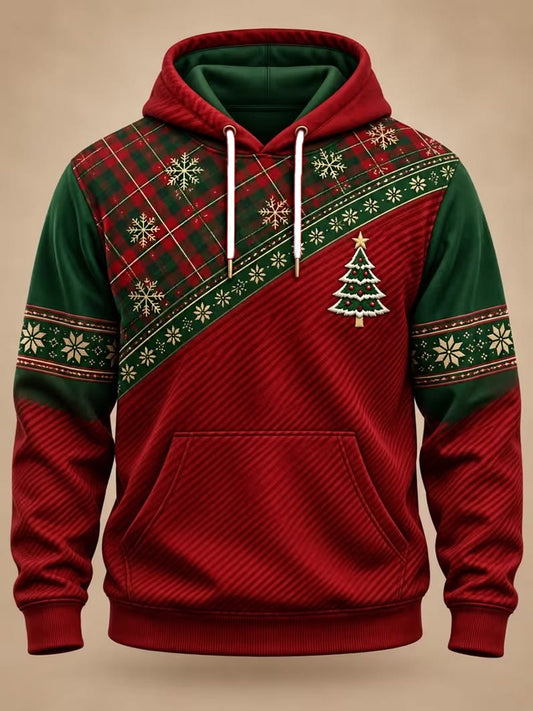 Men's Christmas Tree Print Casual Hoodie