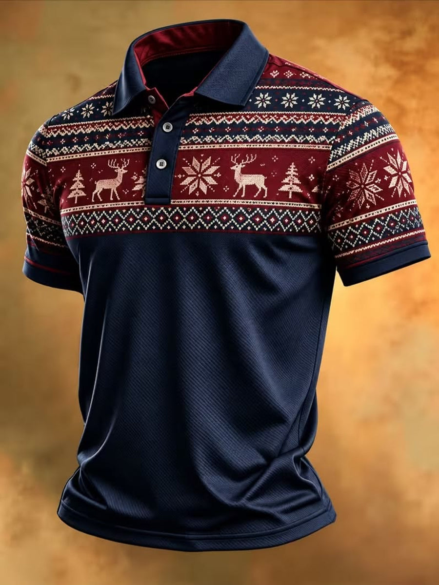 Men's Christmas Tree Print Casual Polo