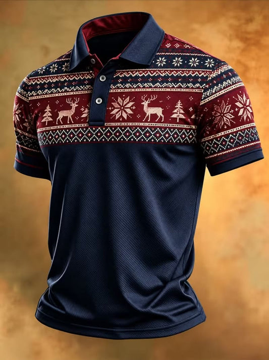 Men's Christmas Tree Print Casual Polo