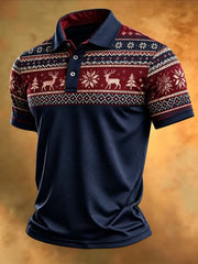 Men's Christmas Tree Print Casual Polo