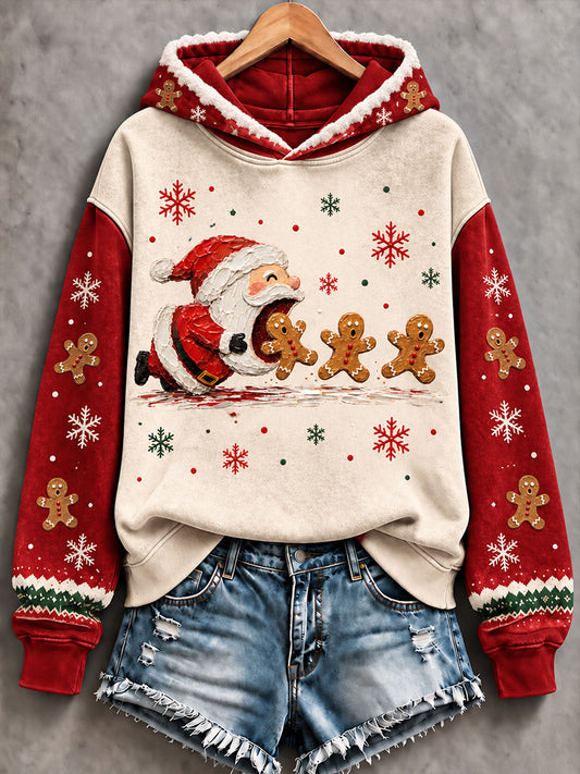Women's Funny Christmas Gingerbread Man Art And Then I Just Snapped Hoodie