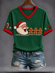 Women's Funny Christmas Gingerbread Man Art And Then I Just Snapped Short Sleeve T-shirt