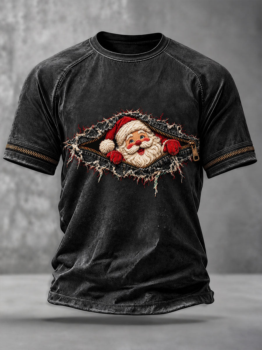 Men's Fun Santa Claus Print T-shirt