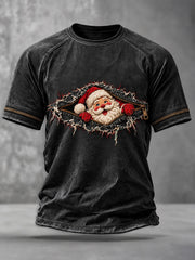 Men's Fun Santa Claus Print T-shirt