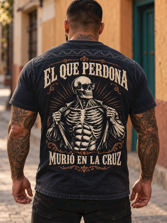 Men's He Who Forgives Died On The Cross Printed T-shirt