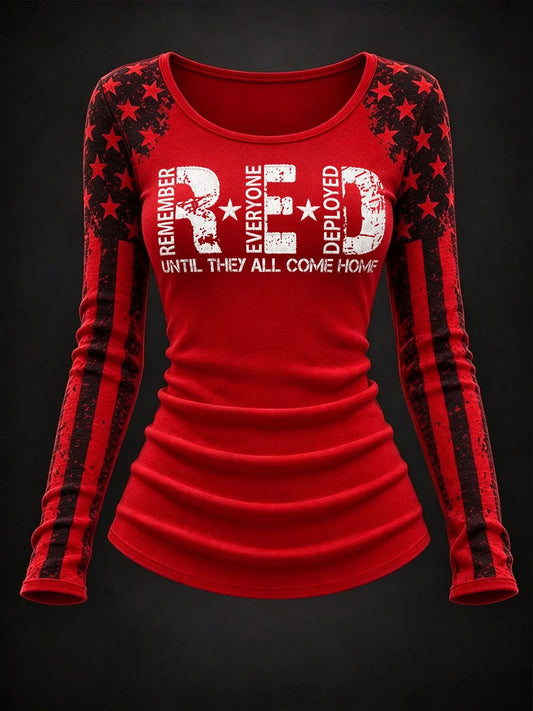 Women's Red Friday Printed Casual T-Shirt