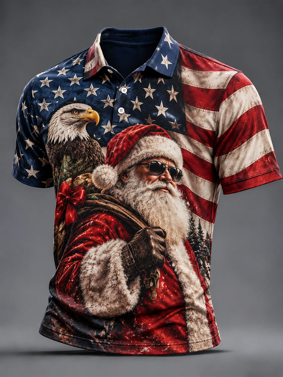 Men's Patriotic Christmas Short Sleeve Shirt