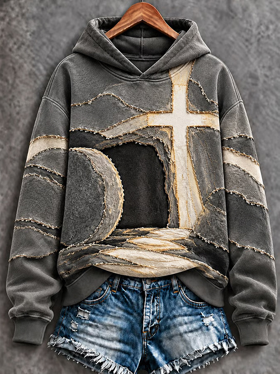 Women's Christian Cross Art Print Casual Hoodie