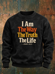 Men's Faith Theme Slogan Pattern Casual Crew Neck Sweatshirt