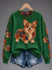 Women's Patchwork-style Dog print Regular Sweatshirt