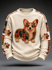 Men's Patchwork-style Dog print Waffle Sweatshirt