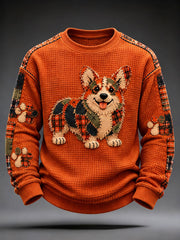 Men's Patchwork-style Dog print Waffle Sweatshirt
