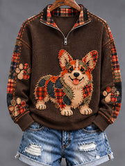 Women's Patchwork-style Dog print Regular Sweatshirt