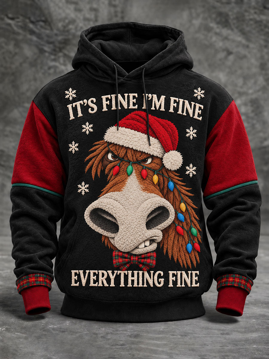 Men's Christmas Funny Art Print Oversized Drop-Shoulder Hoodie