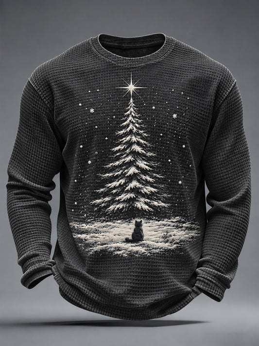 Men's Christmas Cat Print Casual T-Shirt