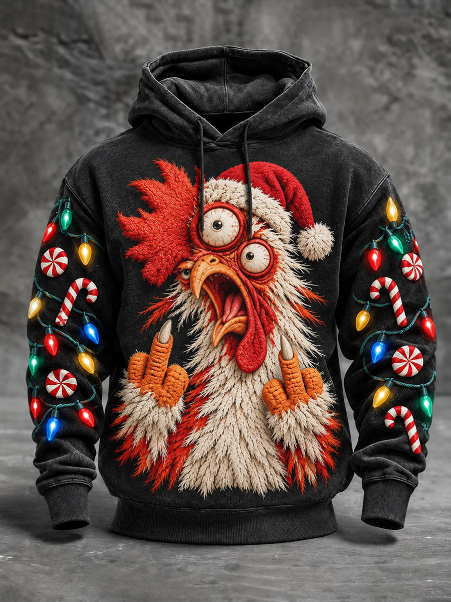Men's Christmas Funny Art Print Oversized Drop-Shoulder Hoodie